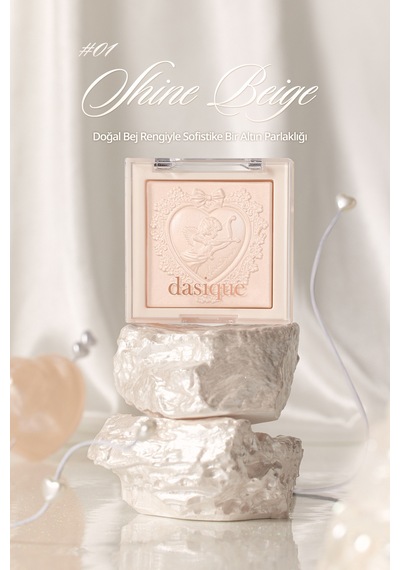 Dasique İnci Taneleriyle Yoğun Işıltı Sunan Özel Tasarımlı Aydınlatıcı Luxe Glow Highlighter 01 Shine Beige