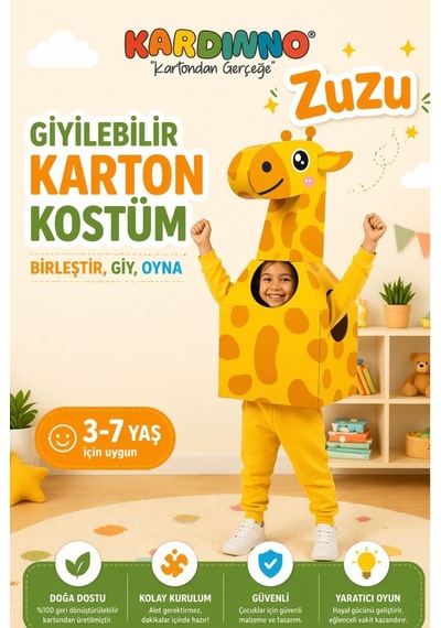 Kardinno Uzun Boylu Zuzu Karton Giyilebilir Çocuk Kostümü Etkinlik Parti Doğum Günü Kostüm