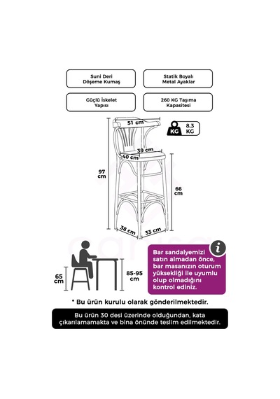 Wabex Serisi 1 Adet 66 Cm Suni Deri Kumaş Siyah Metal İskeletli Mutfak Bar Sandalyesi Taba Sandalye Siyah Ayak