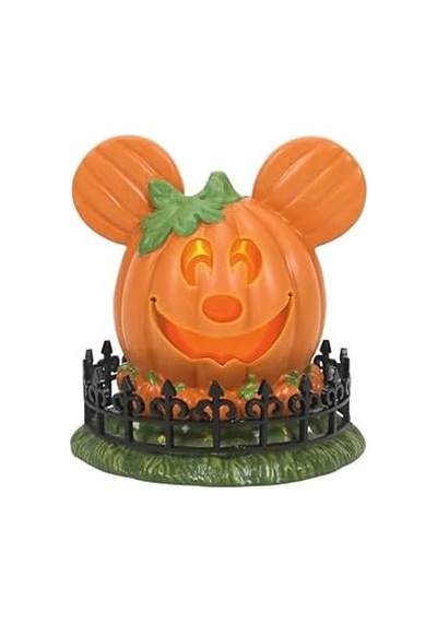 Department 56 Village Cadılar Bayramı Aksesuarları Pumpkintown Mickey Mouse Town Center Işıklı Heykelcik, 10 Cm, Çok Renkli