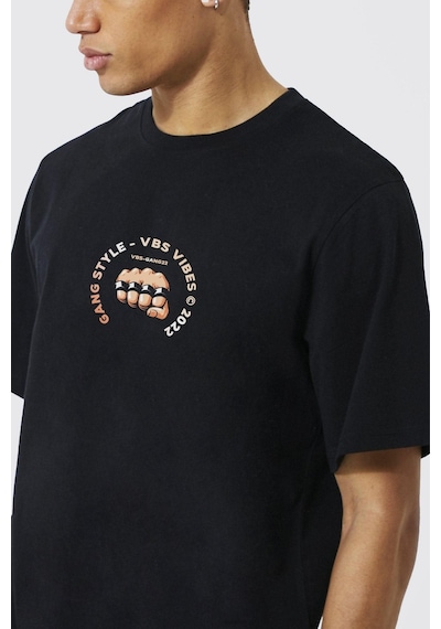 Gang Serıes Erkek Siyah Oversize Vibes Gang Baskılı T-shirt Siyah