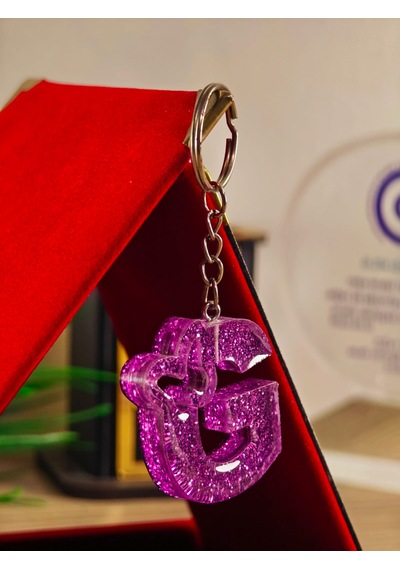 Harfli Anahtarlık Epoksi Kişiye Özel Yapım Simli Model El Yapımı Harf Anahtarlık Kalp Model Özel Tasarım Hediyelik Ürün Gold - Beyaz