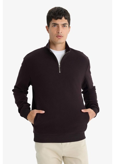 Defacto Regular Fit Yarım Fermuarlı Sweatshirt E9629ax25aubn337 Kahve-bn337
