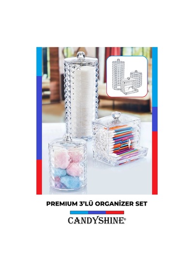 Diamond Premium 3'lü Set Makyaj Organizeri Modern Düzenleyici