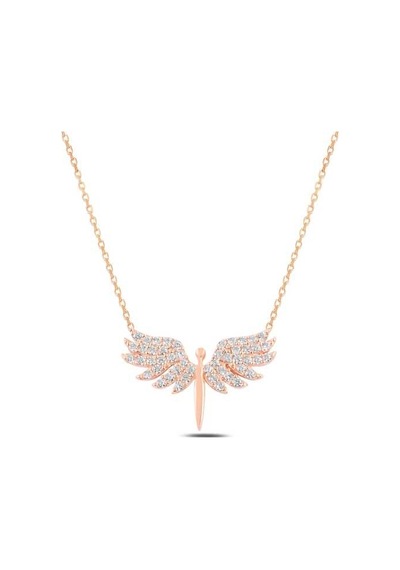 Gümüş Rose Mikail Meleği Bayan Kolye T5752 Rose