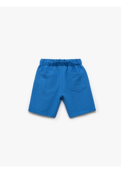 Koton Beli Bağlamalı Cepli Basic Keten Şort Saks 5skb40032tw Saks Mavi