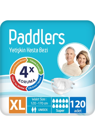Paddlers Yetişkin Hasta Bantlı Bez X-Large 120 Adet – Yüksek Emicilik