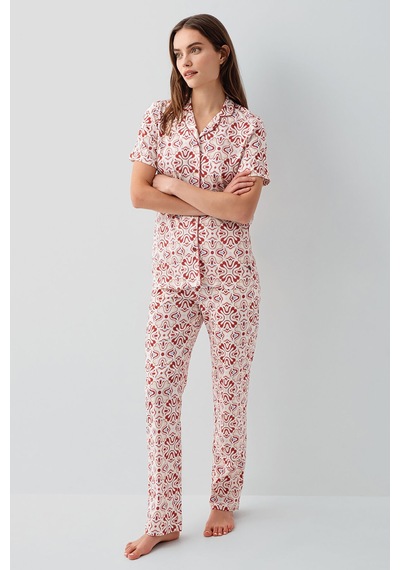 Pierre Cardin Kadın Bordo Gömlek Pijama Takım Pc9198-s-v1 Bordo