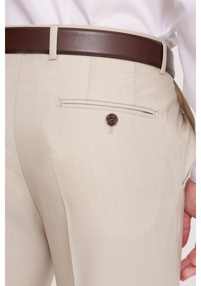 Erkek Krem Slim Fit Sivri Yaka Takım Elbise