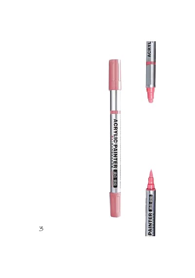 Çift Taraflı Akrilik Marker Kalemi - 1 Adet- Pembe Karışık