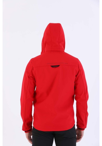 Maraton Sportswear Regular Erkek Kapşonlu Uzun Kol Outdoor Kırmızı Ceket 20384 Kırmızı