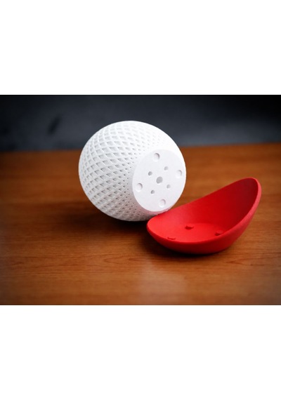 3d Baskı Küre Saksı - Kafes Dokulu İki Parçalı Dekoratif Saksı - Beyaz-kırmızı 84599613