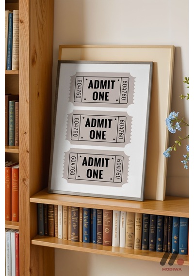 Admit One Sinema Bileti, Siyah Çerçeveli Duvar Tablosu - Film Severlere Hediye