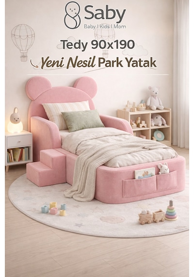 Saby Luxury Tedyy Baza Ve Başlıklı Montessori Full Sünger Yatak Seti - Pembe Saby Luxury Tedyy Baza Ve Başlıklı Montessori Full Sünger Yatak Seti - Pembe