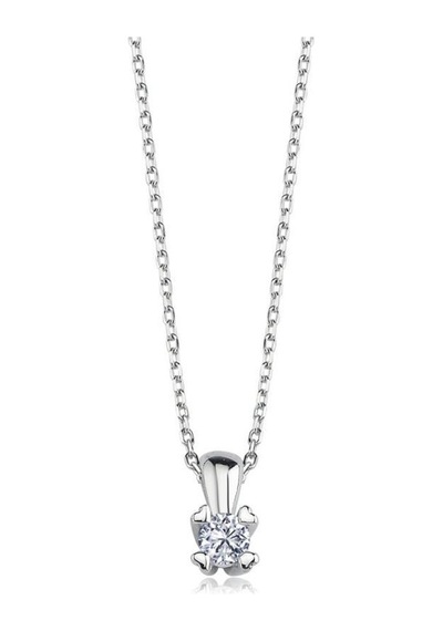 Mia vento Mia Zirconia 0.20 Karat Kalp Tırnak Tektaş Gümüş Kolye