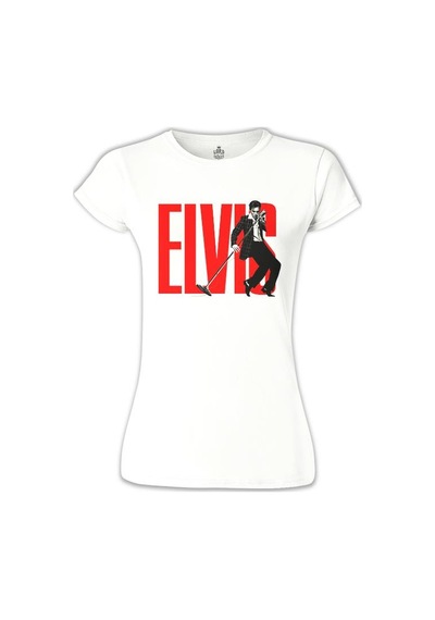 Elvis Presley - Rock'n Roll Beyaz Kadın Tshirt 001