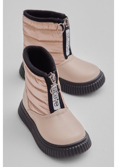 Tonny Black Esnek Termo Taban Sıcak Astarlı Önü Yazılı Çocuk Unisex Bej Kar Botu Tbrzn020 Bej