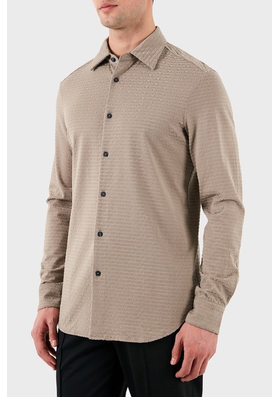 Emporio Armani Erkek Gömlek Em001537 Af10017 F6063 Bej Bej