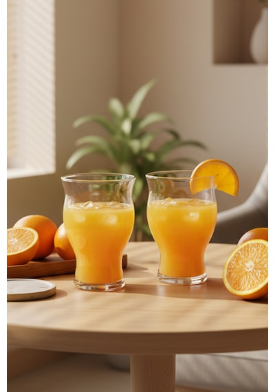 Snippy Duo - 2'li Meşrubat Ve Kokteyl Bardağı Büyük Boy Cam Bardak 500 Ml Cam