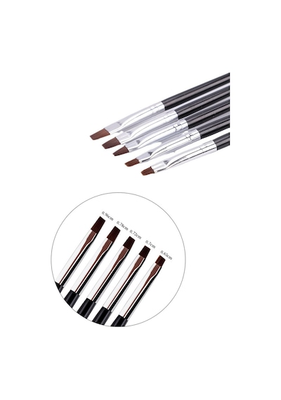 5 Adet Protez Tırnak Jel Fırçası Nail Art Fırça Seti Builder Jel Ve Poly Jel Fırçası Siyah