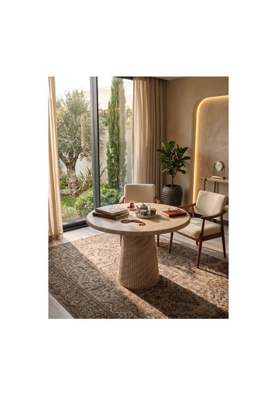 Aura Bohem 90x90 Mebran Mdf Masa / Konik Ayak Traverten Traverten