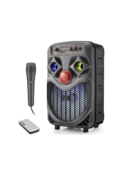 Karaoke Mikrofonlu Bluetooth Hoparlör Fm Radyo 10w 8 İnç Rgb Siyah Ndrp66