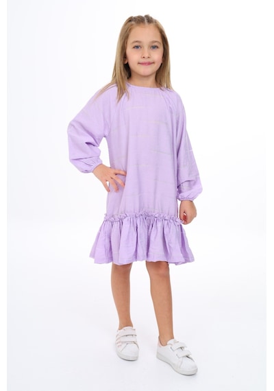 Toontoy Kız Çocuk Reglan Kol Fırfır Büzgülü Elbise Lila Toontoy Kız Çocuk Reglan Kol Fırfır Büzgülü Elbise Lila