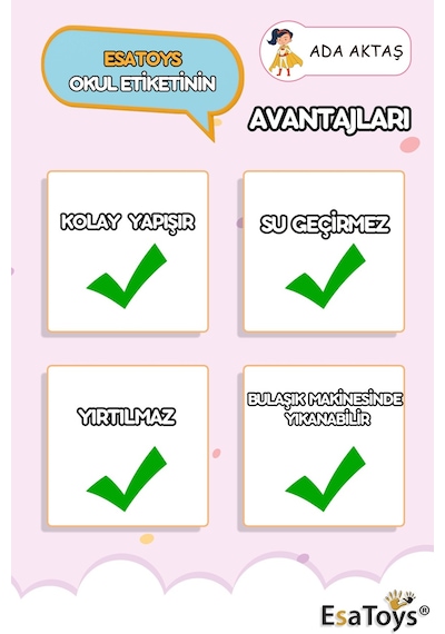 Uçan Kız Temalı Özel İsminiz Yazılı Okul Etiketi Diğer