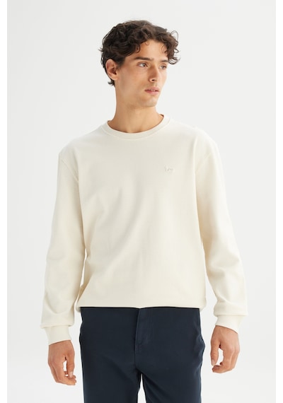 Lee Erkek Pamuk Regular Fit Bisiklet Yaka Patch Logo Bej Sweatshirt Bej