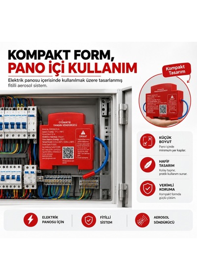 Elektrik Panosu Otomatik Yangın Söndürücü 20 Gr Aerosol Fitilli Sistem