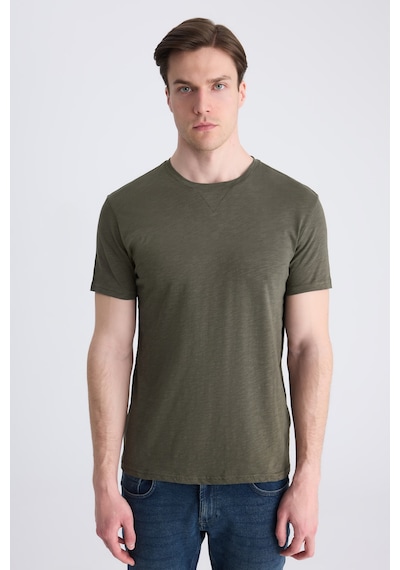 Twn Slim Fit Haki Düz %100 Pamuklu T-shirt 4ec1447011072 H01