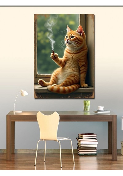 Kanvas Tablo Dertli Kedi 100cmx140cm