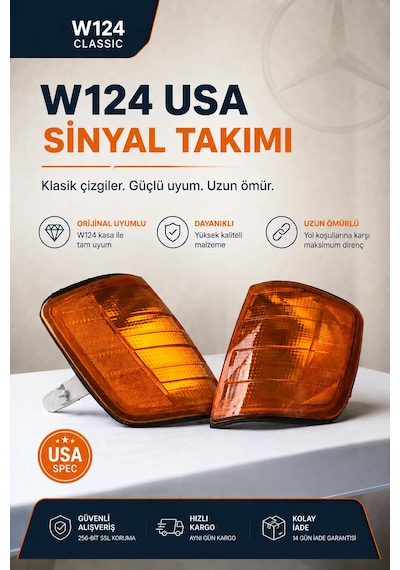 Mercedes W124 Usa Turuncu Sinyal Takımı - Duysuz