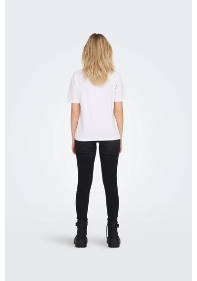 Only Kadın Bisiklet Yaka Beyaz T-shirt - 15270390 Beyaz Only Kadın Bisiklet Yaka Beyaz T-shirt - 15270390 Beyaz