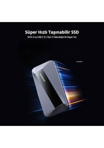 Ugreen USB 3.1 Gen 2 10Gbps Harici Taşınabilir M.2 NVME SSD 1 TB