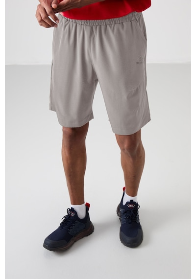 Tommylife Taş Polyester Kalın Yumuşak Comfort Fit Erkek Şort - 81268 Taş