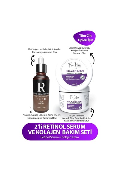 Retinol Içeren Leke Ve Kırışıklık Karşıtı, Aydınlatıcı Ve Yenileyici Yüz Serumu & Collagen Krem