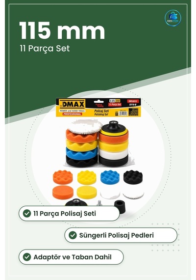Polisaj Seti 11 Parça 115 Mm Yüzey Parlatma Süngeri Matkap Adaptö