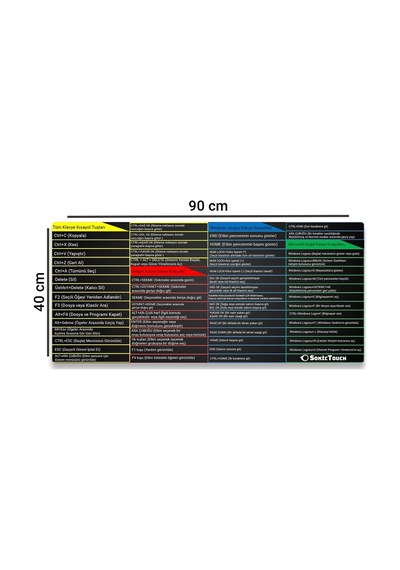 Sonictouch Ultragrand Windows Klavye Kısayol Tuşları Tablosu Referans Kılavuzu Xxl Klavye Mouse Pad 40x90cm