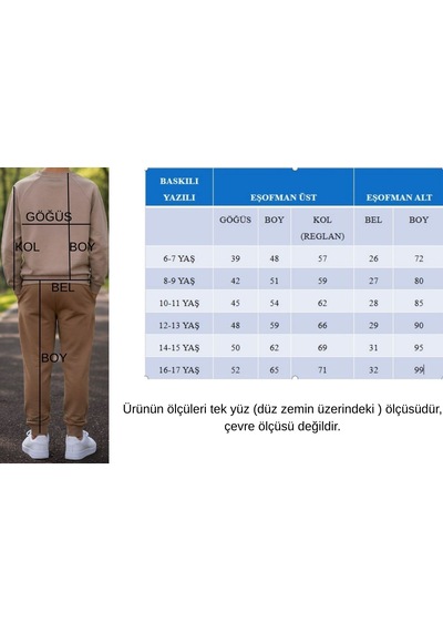 Pina Kids Erkek Çocuk İki İplik Baskılı Beli Lastikli Eşofman Takımı Esf7029 Vizon