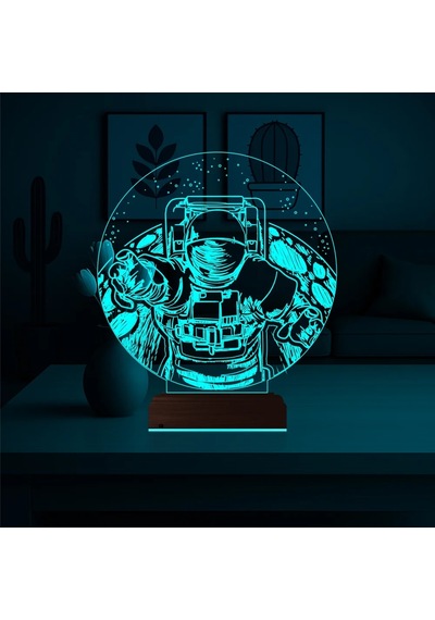 Luvivia Astronot Gezegen 3d Lamba - Masa Gece Lambası V2 Şeffaf