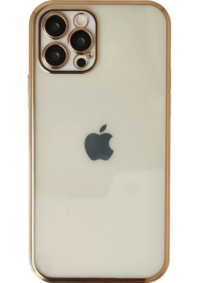 Newface Apple Uyumlu - iPhone 12 Pro Max Kılıf Razer Lensli Silikon - Gold Altın
