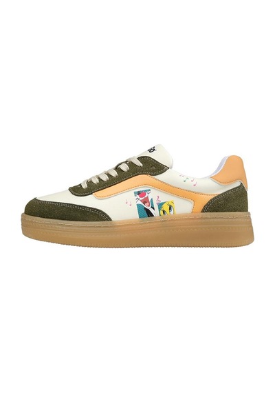 Kadın Vegan Deri Krem Sneakers - Warner Bros Looney Tunes Sylvester And Tweety Tasarım Çok Renkli