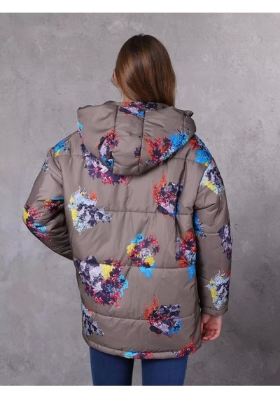 Farm Animals Retro Gate Dijital Art Puffer Mont Kadın