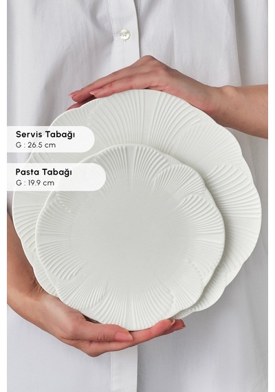 Karaca Stream Bone Floral White 53 Parça 12 Kişilik Yemek Takımı Beyaz