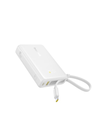 Baseus Picogo 10000mah 45w Dahili Kablolu Dijital Ekranlı Powerbank Beyaz