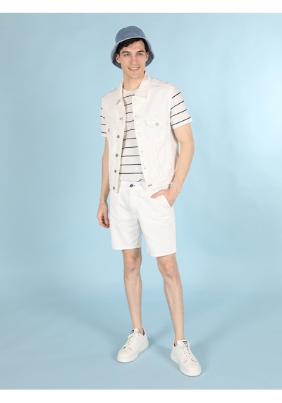 Colin'S Slim Fit Dar Kesim Düğme Detaylı Beyaz Jean Erkek Yelek Cl1059516_Q1.V1_Dn42127
