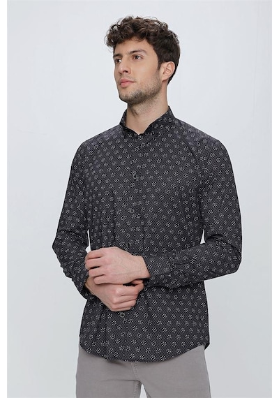 İmza Siyah Uzun Kol Baskılı Bez Ayağı Düğmeli Yaka Klasik Slim Fit Dar Kesim Pamuklu Likralı Gömlek 1004225244-siyah Siyah İmza Siyah Uzun Kol Baskılı Bez Ayağı Düğmeli Yaka Klasik Slim Fit Dar Kesim Pamuklu Likralı Gömlek 1004225244-siyah Siyah