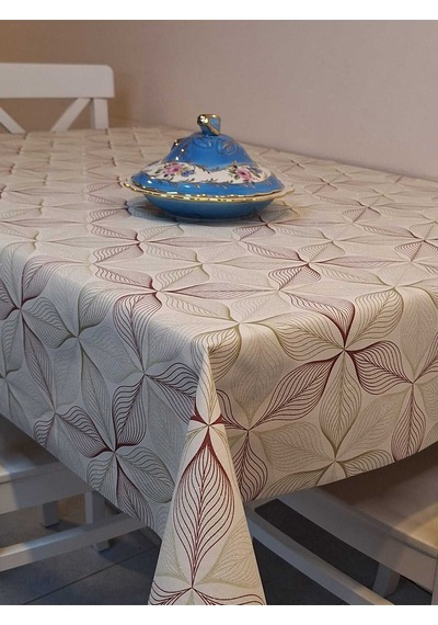 Simli Keten Dokulu Pvc Masa Örtüsü 24keteno6 Bordo