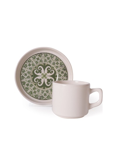 Keramika Timeless Green Stackable Çay Takımı 8 Parça 4 Kişilik 21975 Krem